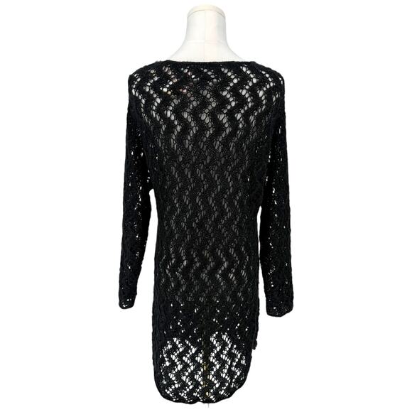 Vintage The Limited Black Chunky Crochet Knit Tunic Sweater S 90s Y2K Minimalist - Picture 3 of 5
